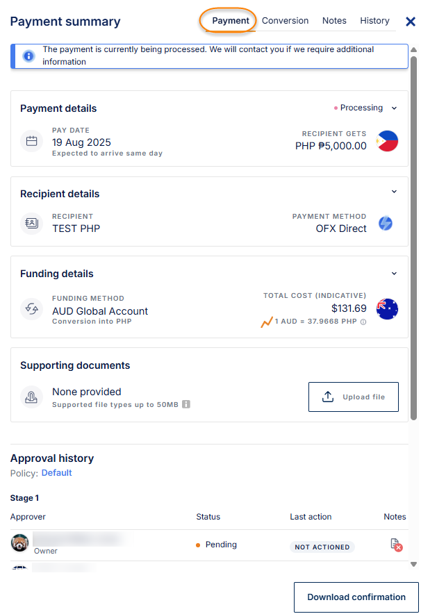Payment has been updated, how do I check the history?