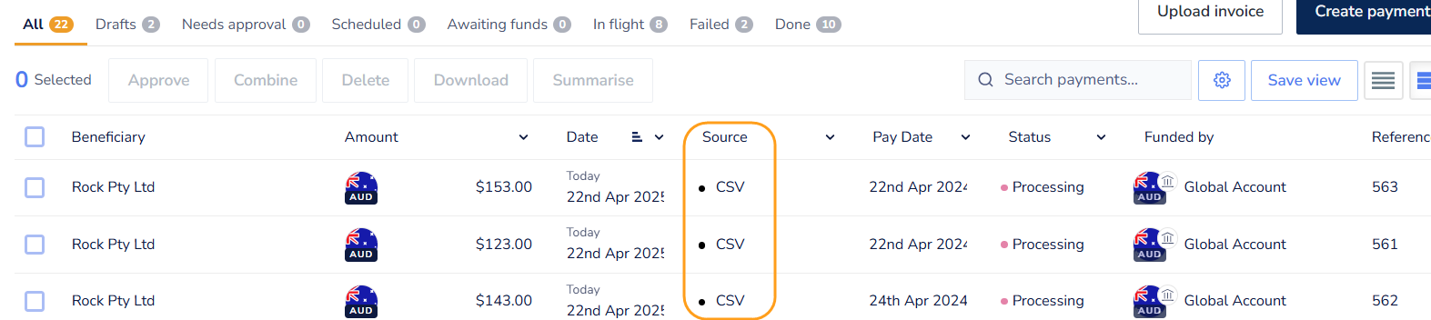 How do a user create a local batch payment?