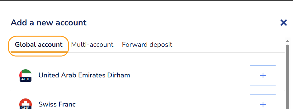 What currencies are available to hold funds?