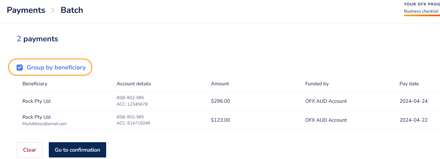 Does uploading a batch file create one payment?