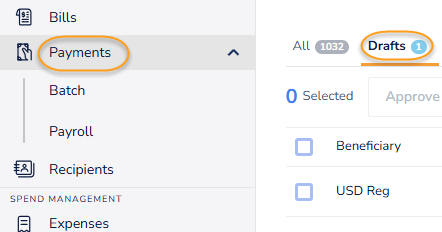 Who is notified when a payment moves back to Draft?
