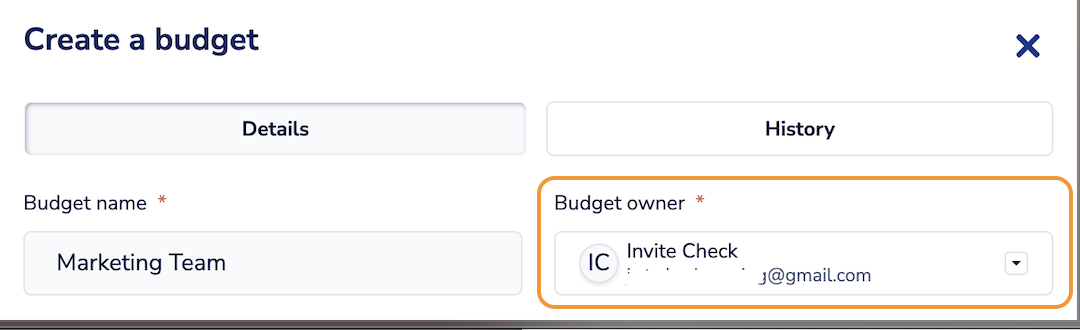 image an example of Select an owner of the budget, from the dropdown menu