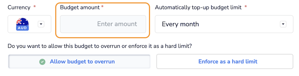 image of Enter the budget amount and limit