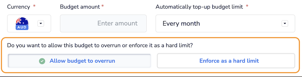 image example of Select if you will allow for the budget to overrun or enforce a hard limit
