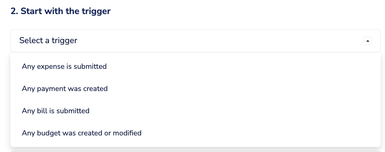 image of Select which event you want to trigger this Policy