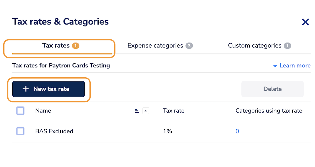 How to set up custom Tax rates and categories?
