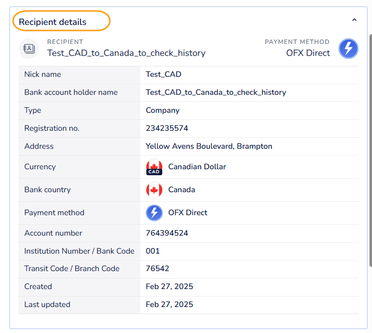 What details are included on the remittance for the recipient?
